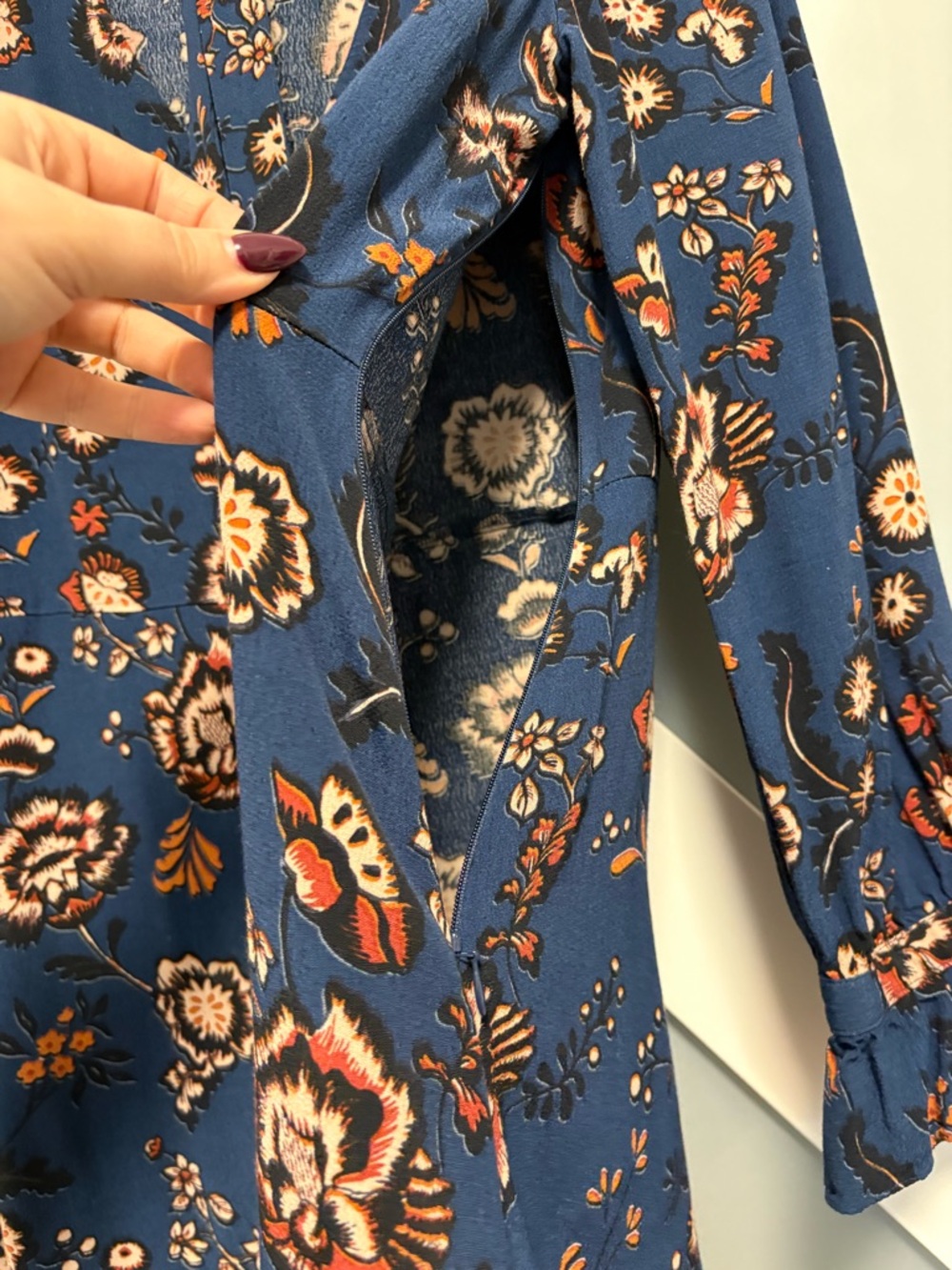 Anthropologie- Sanctuary Blue Floral V-Neck Mini Dress - Picture 8 of 10